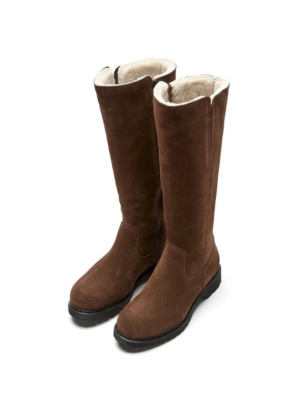La Canadienne Helene Shearling-Lined Suede Boots in Brown, NWT, Size 11